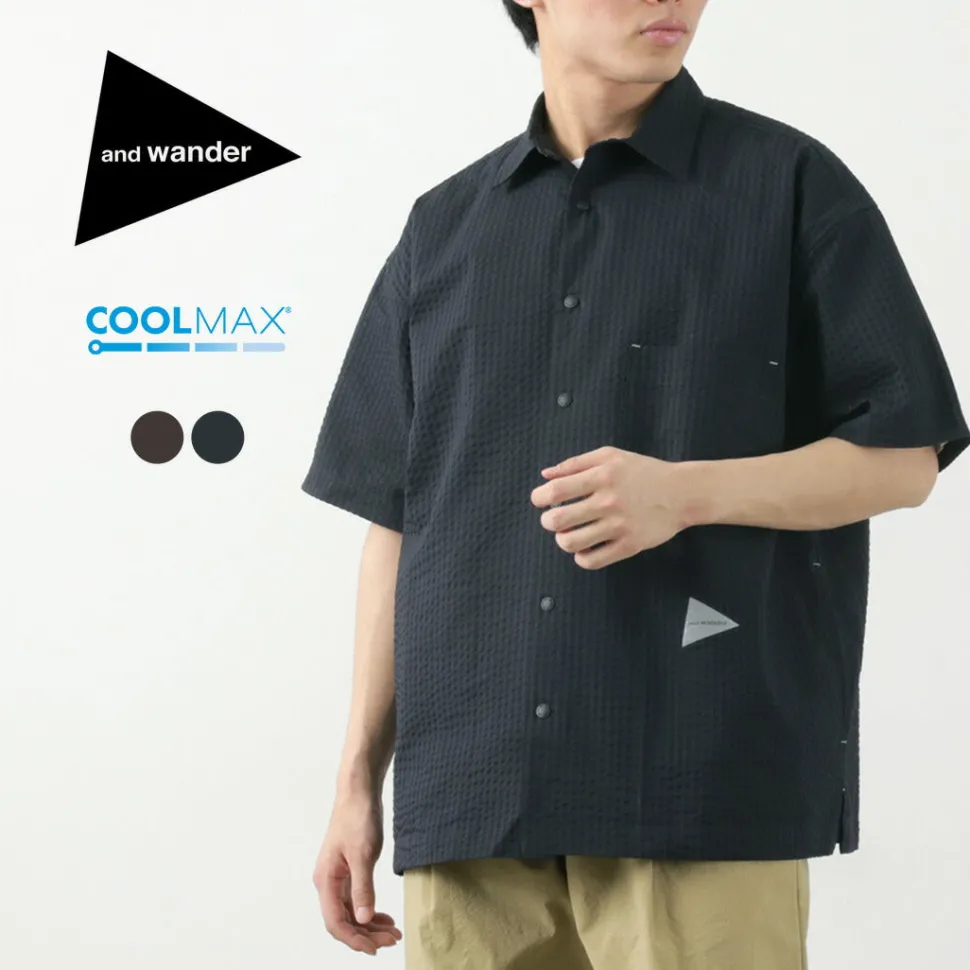 AND WANDER / Dry Soft Seersucker Short Sleeve Shirt