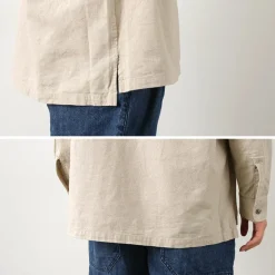 BARNS / Cotton linen skipper button works concho shirt