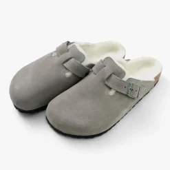 BIRKENSTOCK / Boston Shearling Suede Leather Fur Sandals