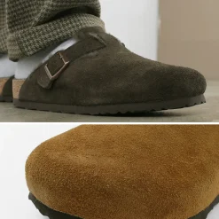 BIRKENSTOCK / Boston Shearling Suede Leather Fur Sandals