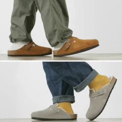 BIRKENSTOCK / Boston Shearling Suede Leather Fur Sandals