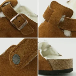 BIRKENSTOCK / Boston Shearling Suede Leather Fur Sandals