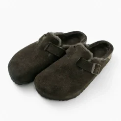 BIRKENSTOCK / Boston Shearling Suede Leather Fur Sandals