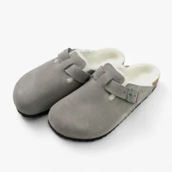 BIRKENSTOCK / Boston Shearling Suede Leather Fur Sandals