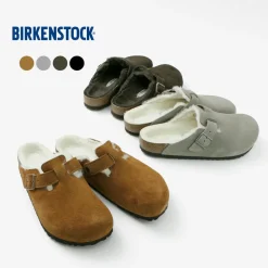 BIRKENSTOCK / Boston Shearling Suede Leather Fur Sandals
