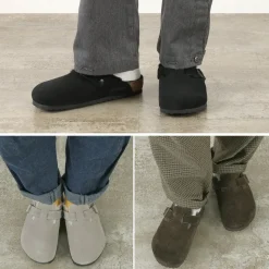 BIRKENSTOCK / Boston Shearling Suede Leather Fur Sandals