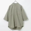 BURLAP OUTFITTER / 7/10 Sleeve Band Collar Shirt