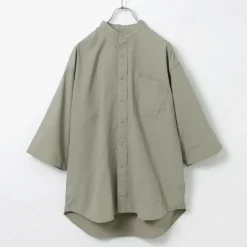 BURLAP OUTFITTER / 7/10 Sleeve Band Collar Shirt