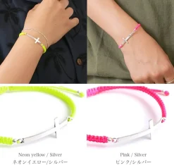 CHALISA T.. / Flatt Silver Cross Notched Cord Bracelet