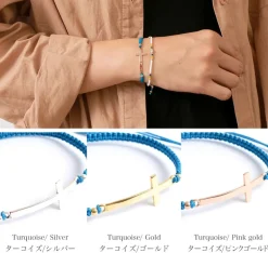 CHALISA T.. / Flatt Silver Cross Notched Cord Bracelet