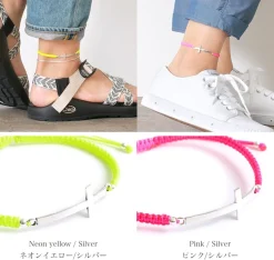 CHALISA T.. / Flattened Silver Cross Knotted Cord Anklet