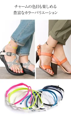 CHALISA T.. / Flattened Silver Cross Knotted Cord Anklet