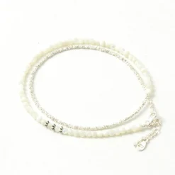CHALISA T.. / Round Shell Wrap Anklet/Karen Silver Flat Beads