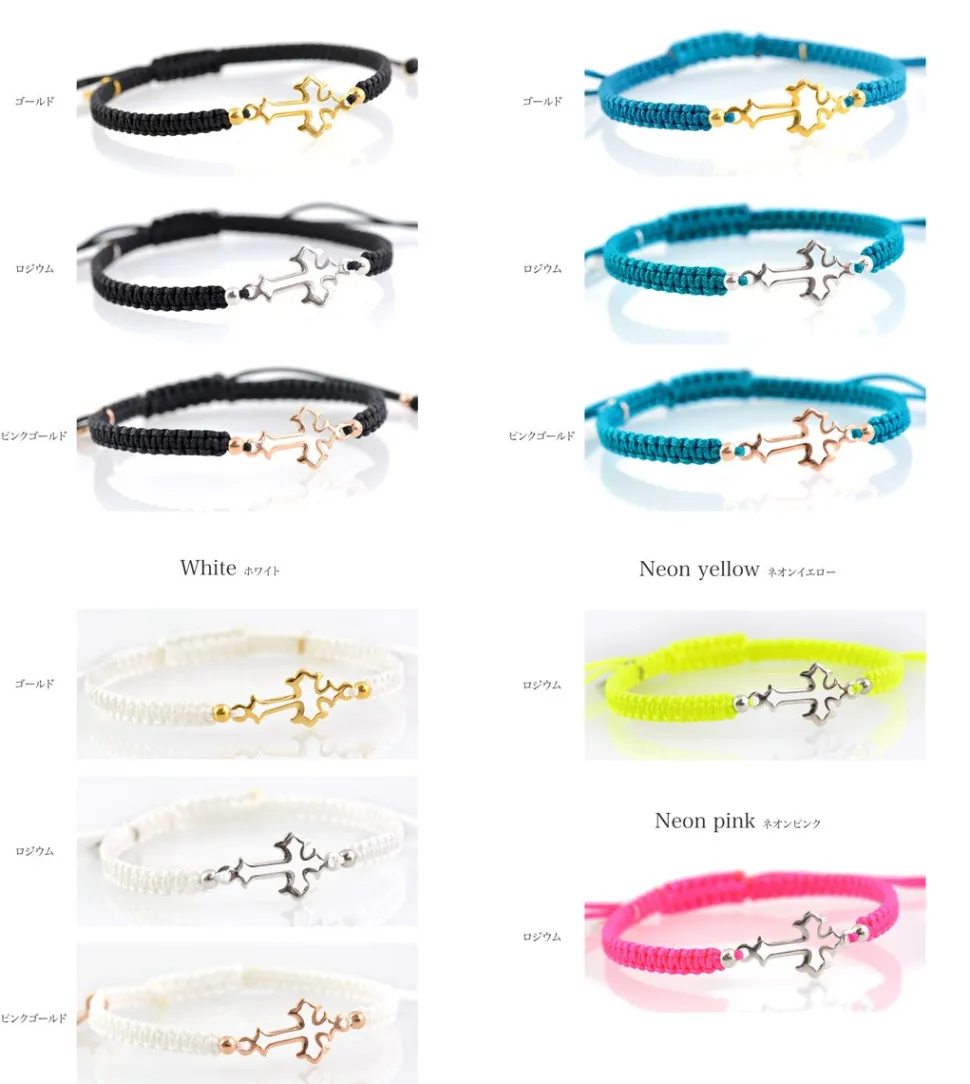 CHALISA T.. / Silver Cross Knotting Cord Anklet