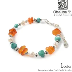 CHALISA T.. / Turquoise Amber Pearl Combi Bracelet