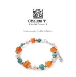 CHALISA T.. / Turquoise Amber Pearl Combi Bracelet