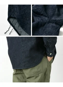 FOB FACTORY / F3470 denim band collar shirt