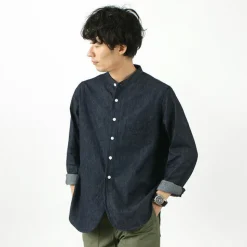 FOB FACTORY / F3470 denim band collar shirt