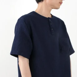 FOB FACTORY / F3493 Indigo waffle T-shirt