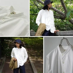 FOB FACTORY / F3429 Long sleeve Ox band collar shirt