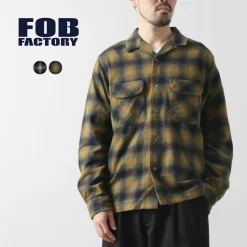 FOB FACTORY / F3505 Nel open collar shirt
