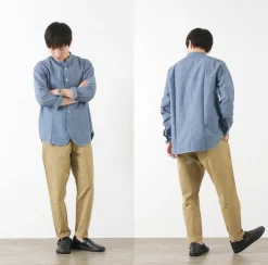 FOB FACTORY / F3428 Selvage chambray band collar shirt/long sleeves