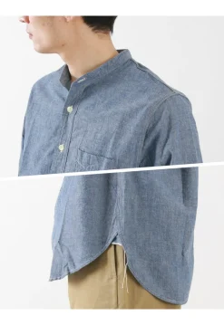FOB FACTORY / F3428 Selvage chambray band collar shirt/long sleeves