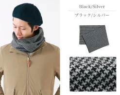 GILBERT WILSON OF HA / Staggered Check Merino Wool Snood