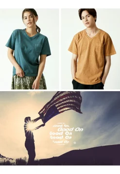 GOOD ON / GOST1408 Short sleeve V-neck pocket T-shirt
