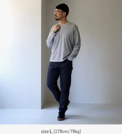 GOOD ON / Long Sleeve Henley Neck T-Shirt