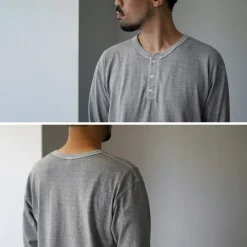 GOOD ON / Long Sleeve Henley Neck T-Shirt
