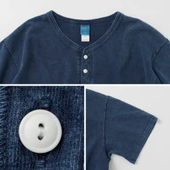 GOOD ON / Short Sleeve Henley T-Shirt / Indigo Shave