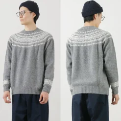 HARLEY OF SCOTLAND / Fair Isle Crew Neck Sweater