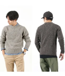 HARLEY OF SCOTLAND / M3480-7 Shetland mid-gauge crew neck knit jumper