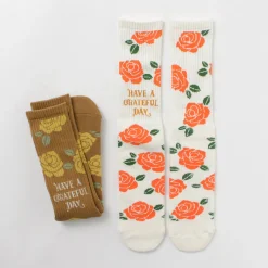 HAVE A GRATEFUL DAY / Crew Socks Flower