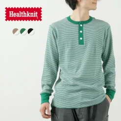 HEALTHKNIT / Basic Waffle Henley Neck Long Sleeve
