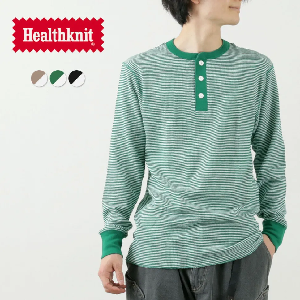 HEALTHKNIT / Basic Waffle Henley Neck Long Sleeve