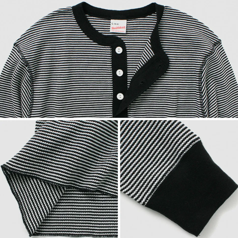 HEALTHKNIT / Basic Waffle Henley Neck Long Sleeve