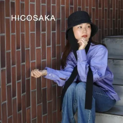 HICOSAKA / Paper Knit Bucket Ribbon Hat