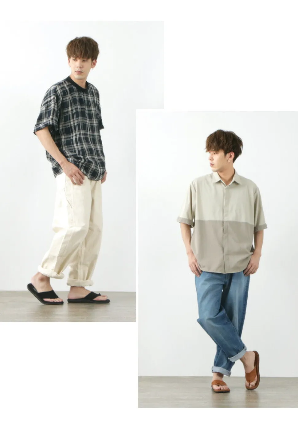 ISLAND SLIPPER / Wide strap thong leather sandal