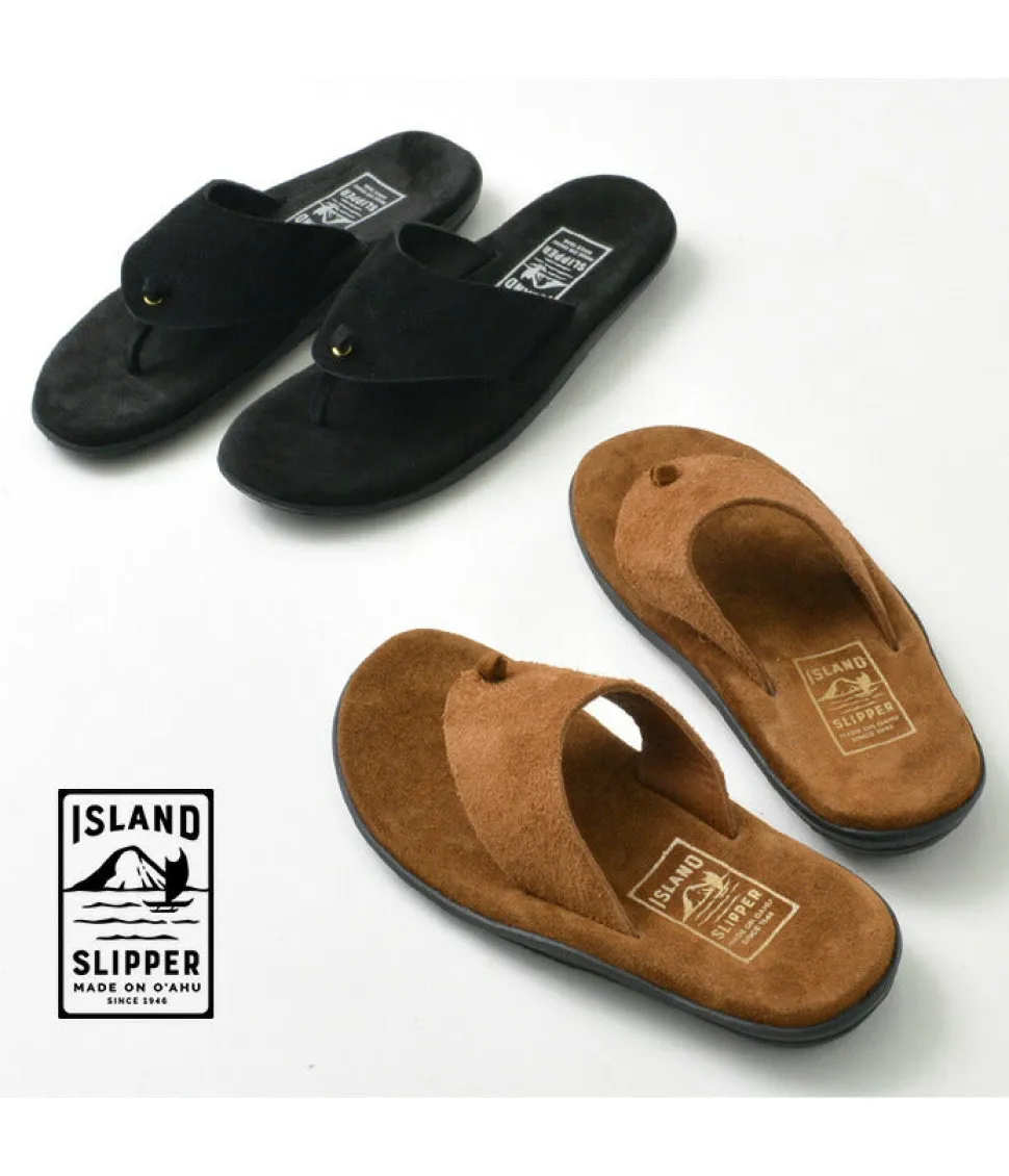 ISLAND SLIPPER / Wide strap thong leather sandal