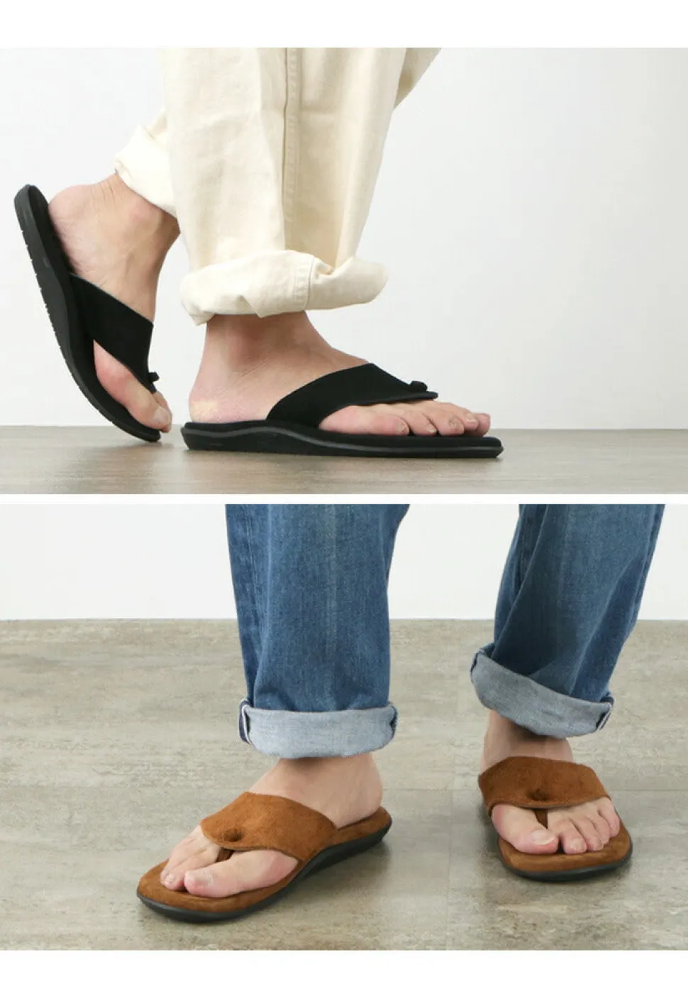 ISLAND SLIPPER / Wide strap thong leather sandal