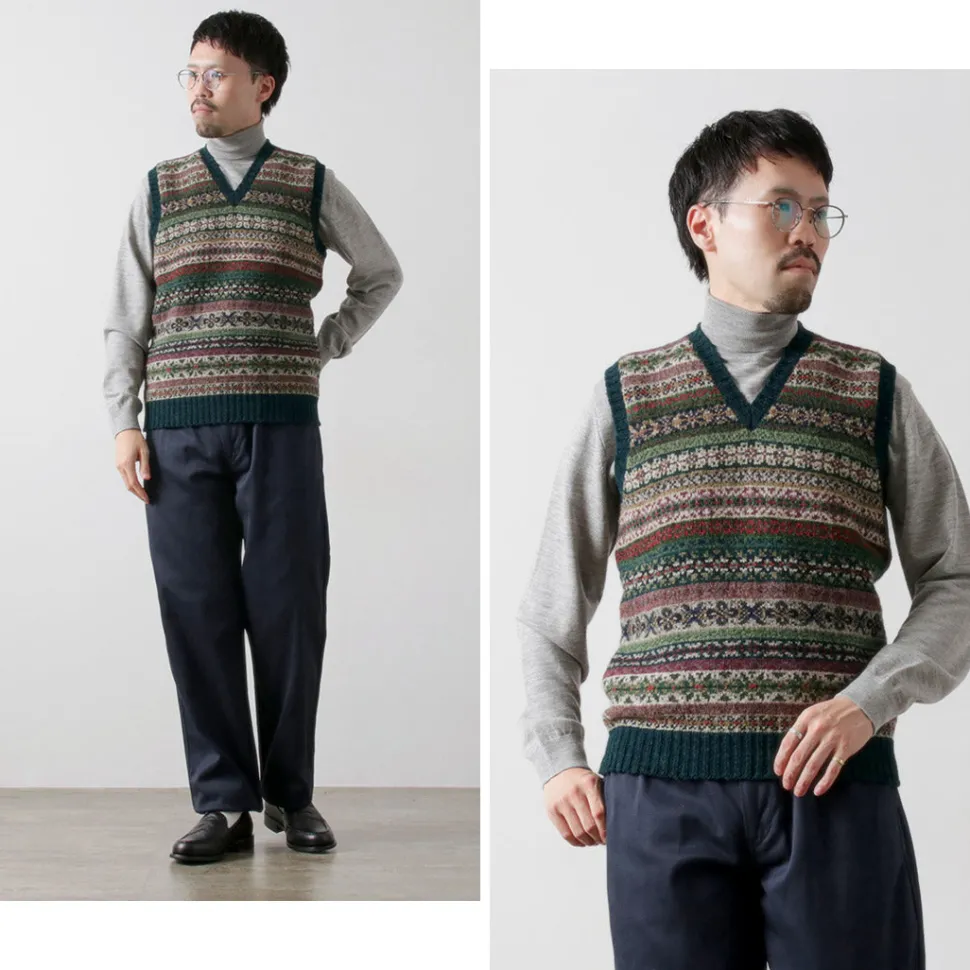 JAMIESONS / Fair Isle V-neck Vest