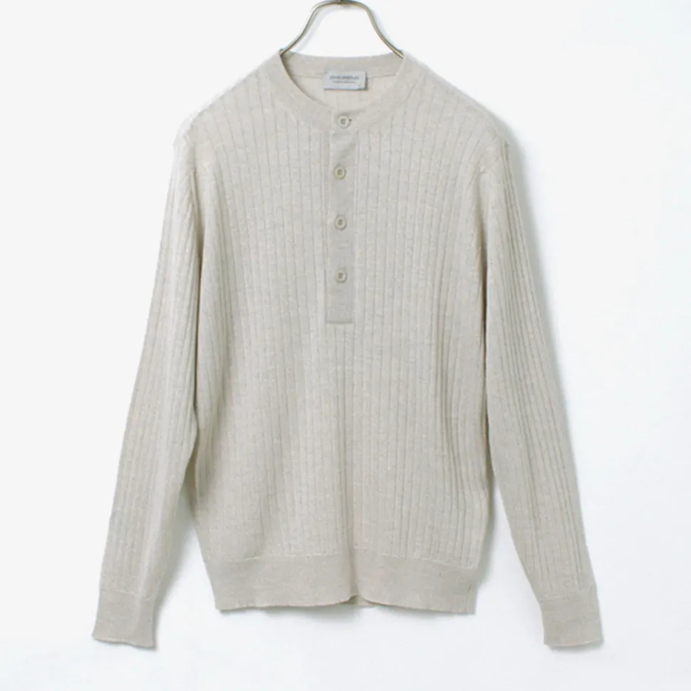 JOHN SMEDLEY / A4713 30G Henry Neck Ribbed Sweater