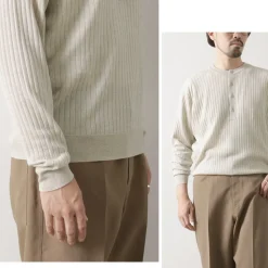 JOHN SMEDLEY / A4713 30G Henry Neck Ribbed Sweater
