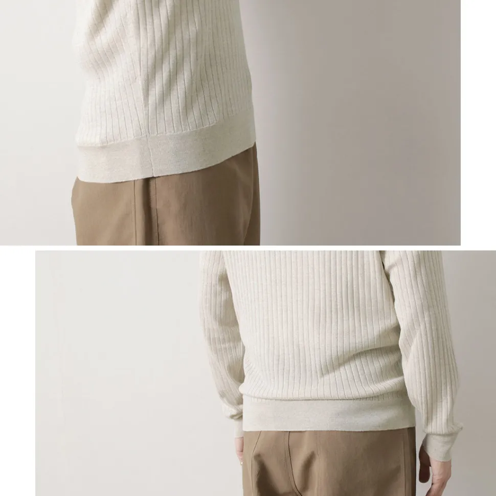 JOHN SMEDLEY / A4713 30G Henry Neck Ribbed Sweater