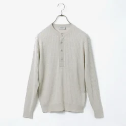 JOHN SMEDLEY / A4713 30G Henry Neck Ribbed Sweater