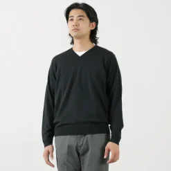 JOHN SMEDLEY / Merino Wool 30 Gauge 30 Gauge V-Neck Knit MODERN FIT