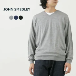 JOHN SMEDLEY / Merino Wool 30 Gauge 30 Gauge V-Neck Knit MODERN FIT