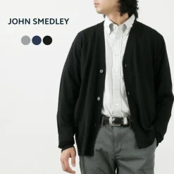 JOHN SMEDLEY / Merino Wool 24 Gauge V-Neck Knit Cardigan